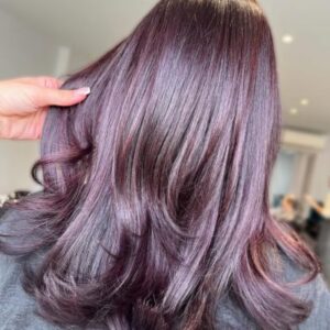 Glossy Plum Shade Hair Colour for Autumn Hair Trends at Woo Hair Salon